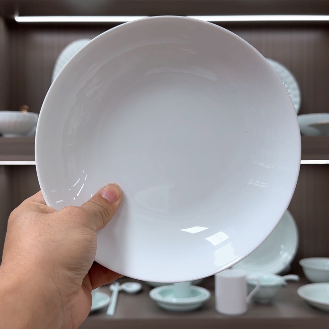 白瓷白色7.5深盘2个