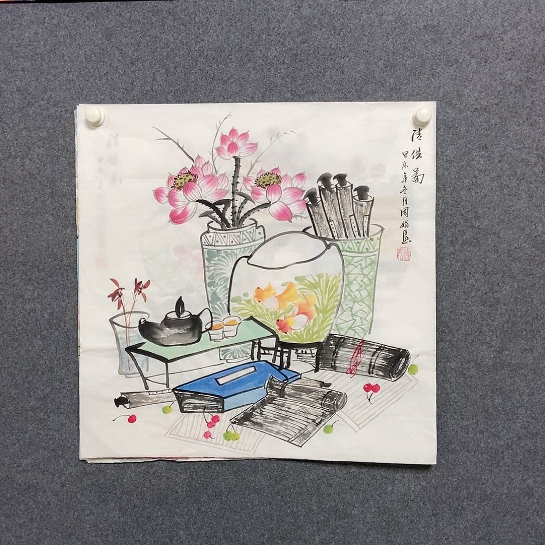 国画四尺斗方一副