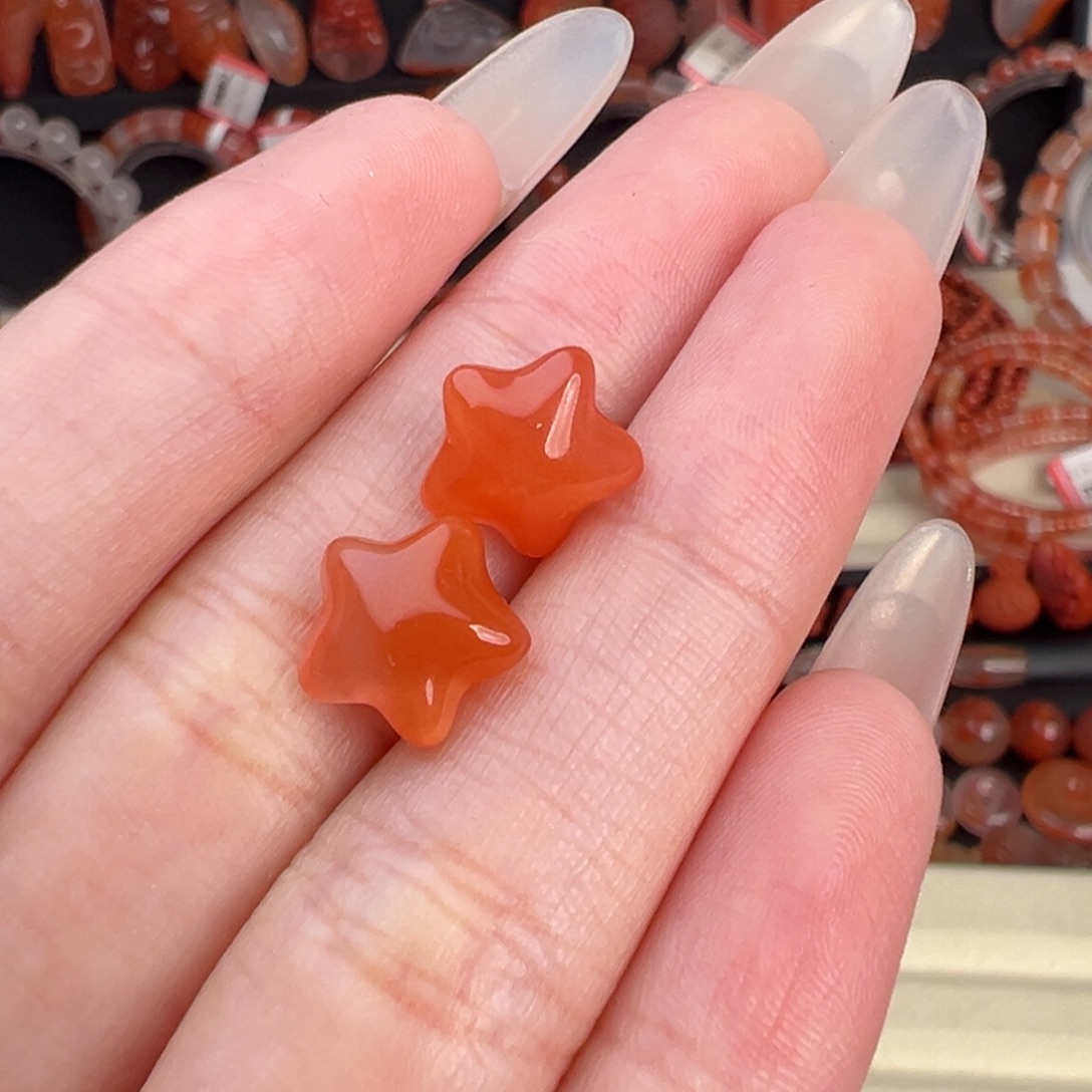 南红玛瑙未镶嵌颈饰小星星一对
