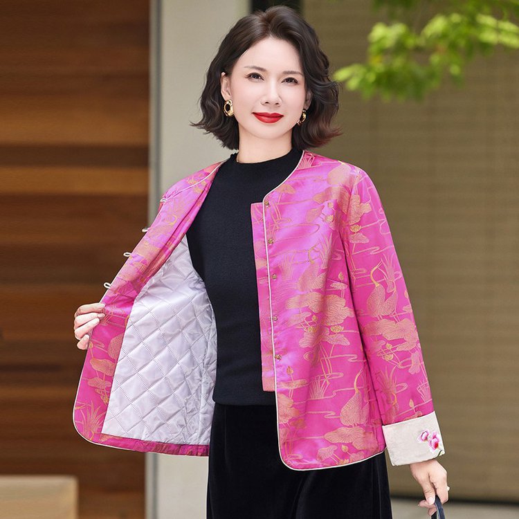 中老年女装新中式加棉外套2025年秋季
