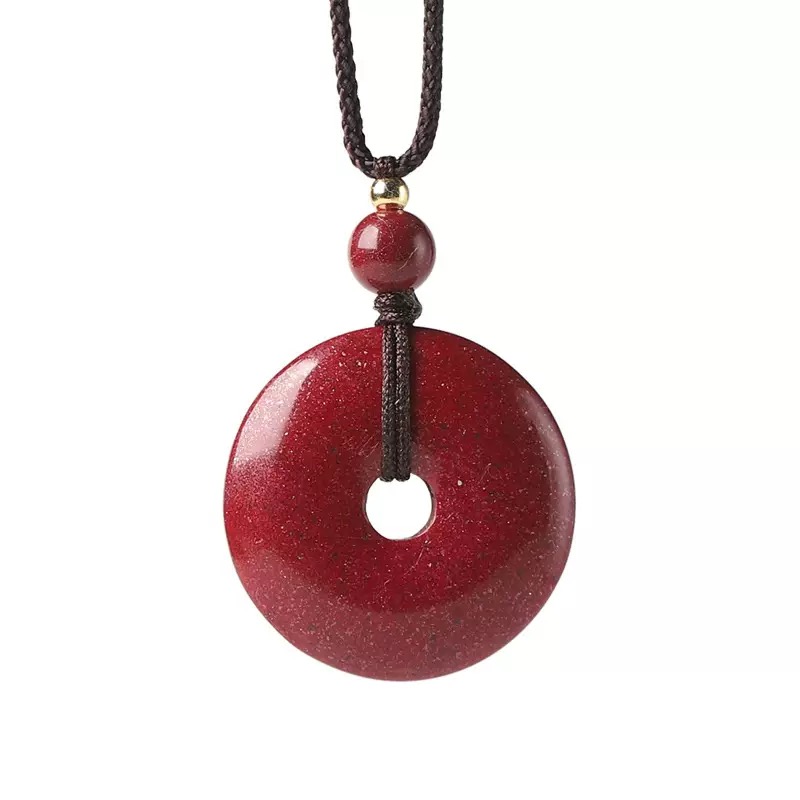 含辰砂工艺品天然辰砂正品平安扣吊坠本命年属马必备护身挂件