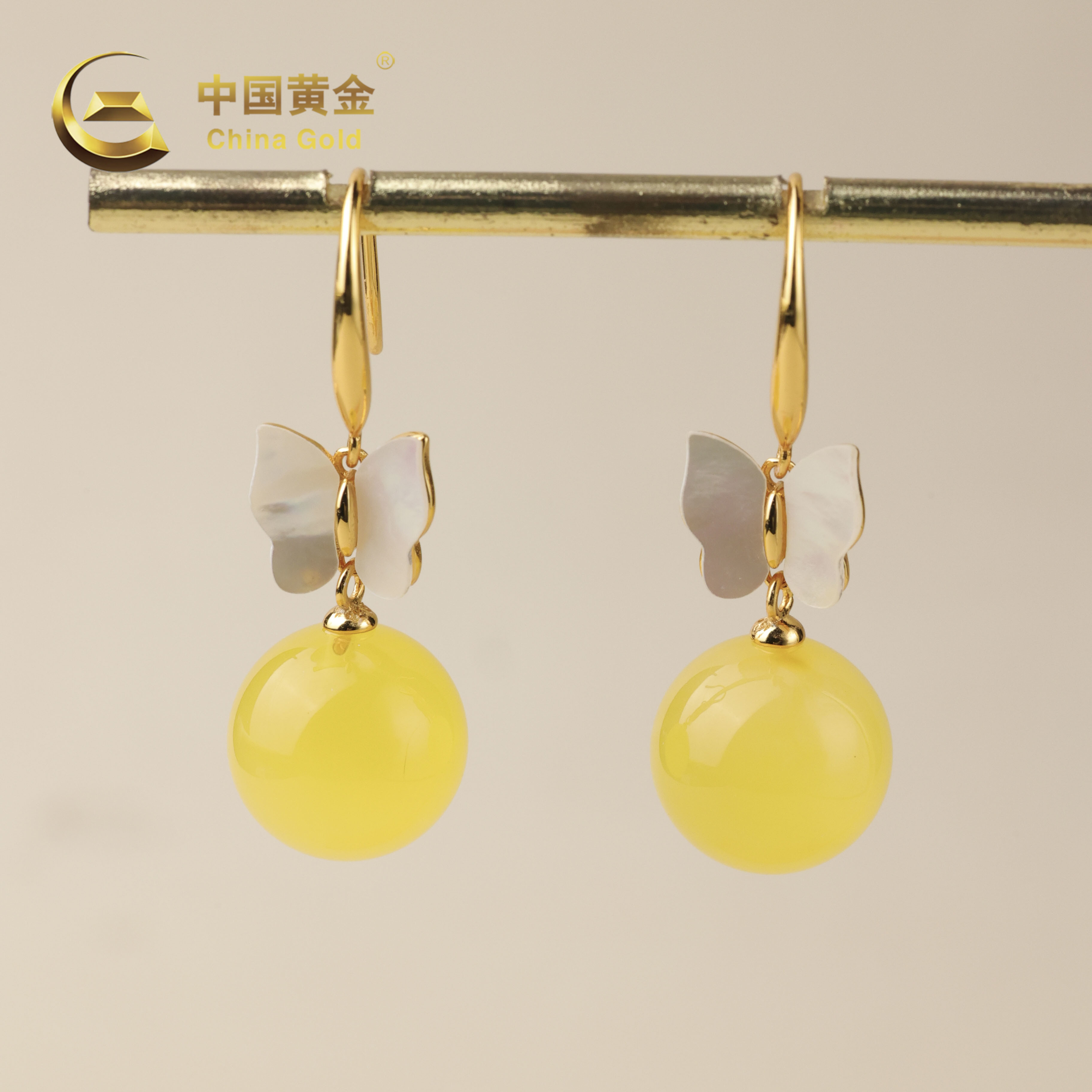 【中国黄金】悟聆 | 蜜蜡*耳饰*S925银镶嵌-R1070-L-Y
