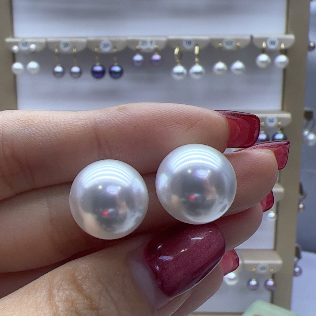 淡水珍珠耳饰18K金镶嵌