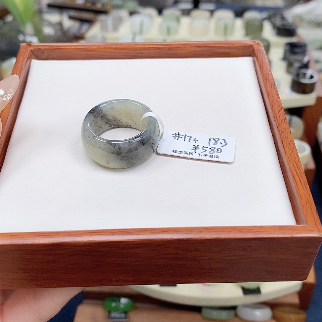 和田玉戒指未镶嵌一*黑专拍14-18.3