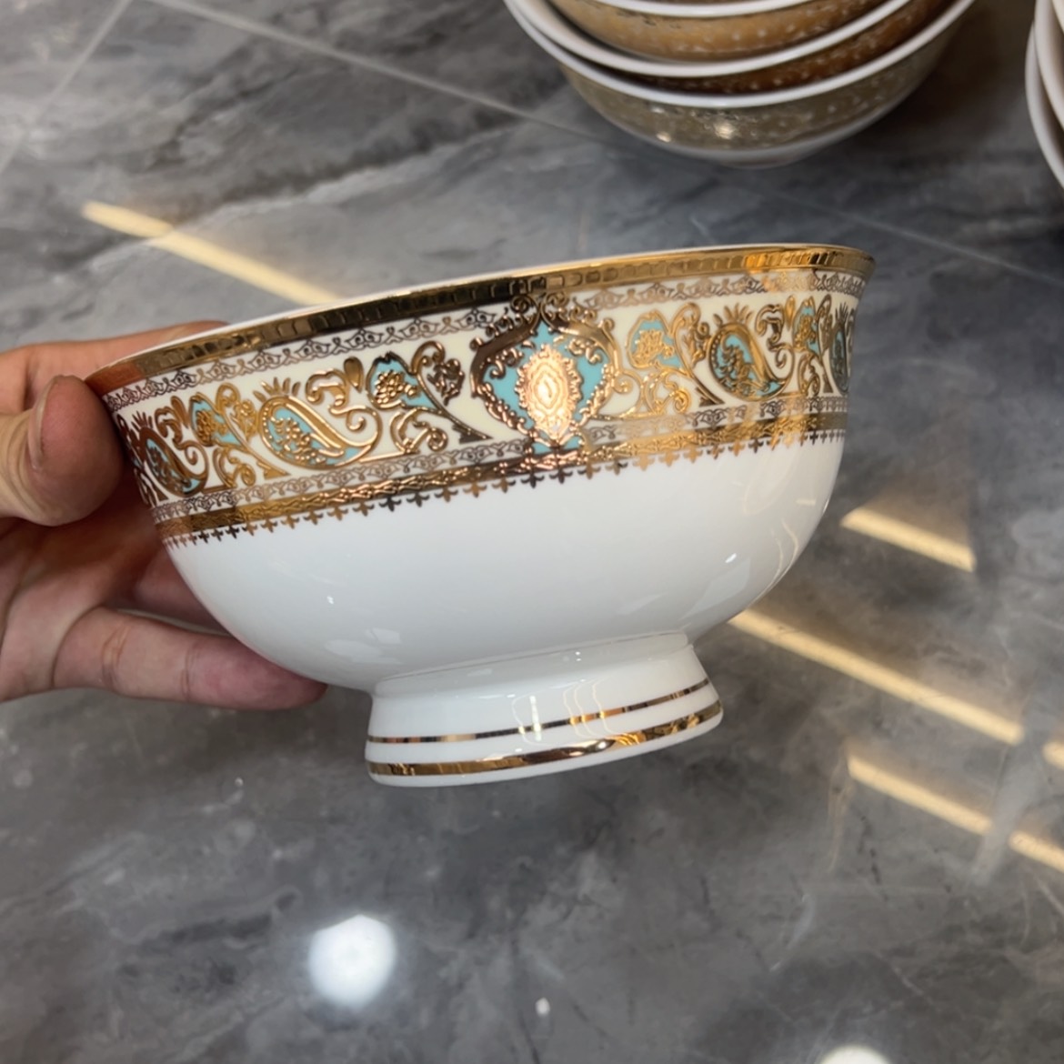 【闪购商品】瓷片6寸高脚碗两个一单微瑕