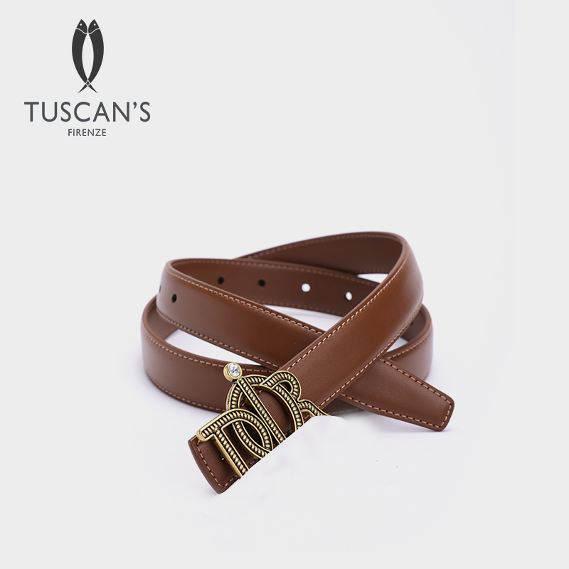 TUSCAN'S CREATIONS经典百搭女士真皮皮带时尚简约腰带时代双鱼