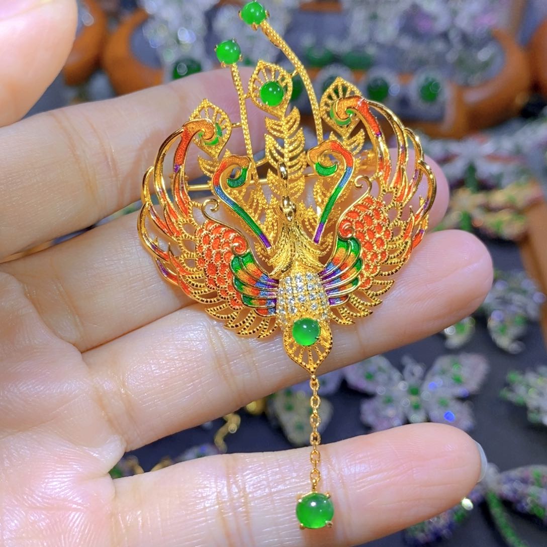 翡翠颈饰合金天然翡翠