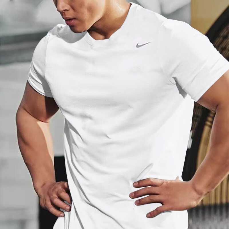 nike耐克男装白色速干短袖2025夏季新款户外跑步健身T恤运动上衣