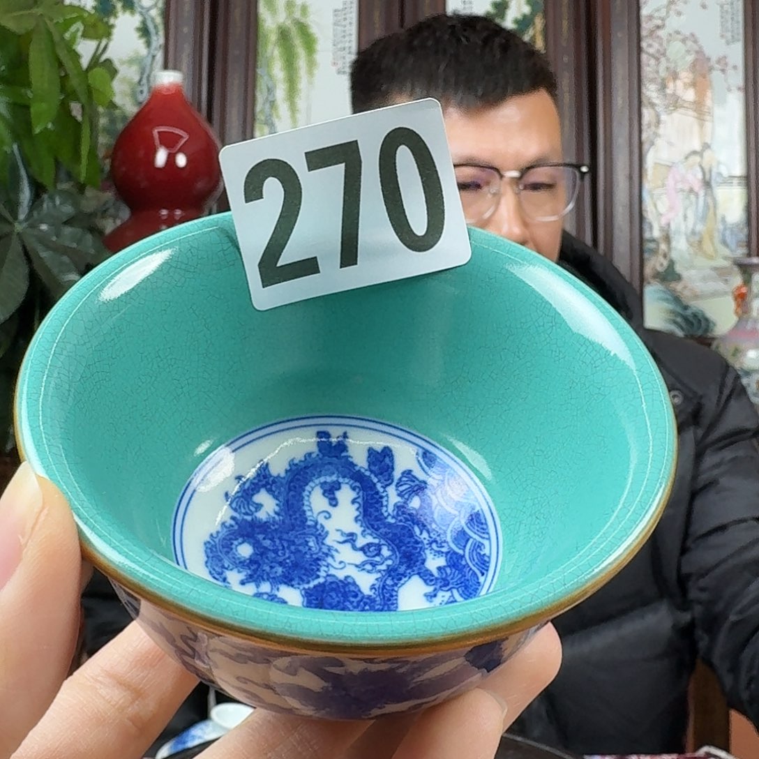 黄***三摆件陶景德镇陶瓷手工杯子