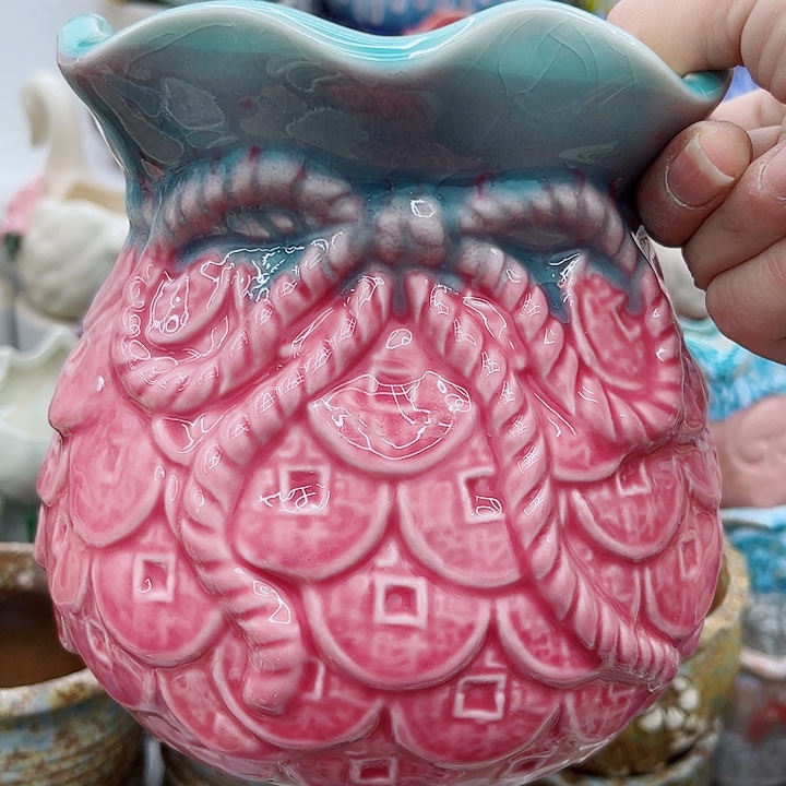 多肉绿植陶瓷花盆9.9包邮，有孔