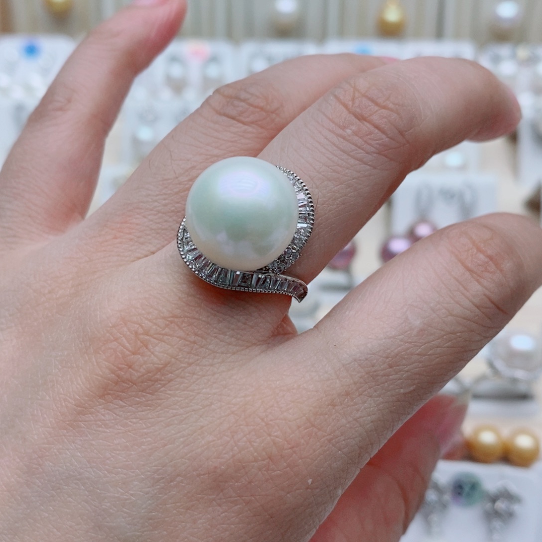 乐***柜戒指银S925镶嵌淡水珍珠