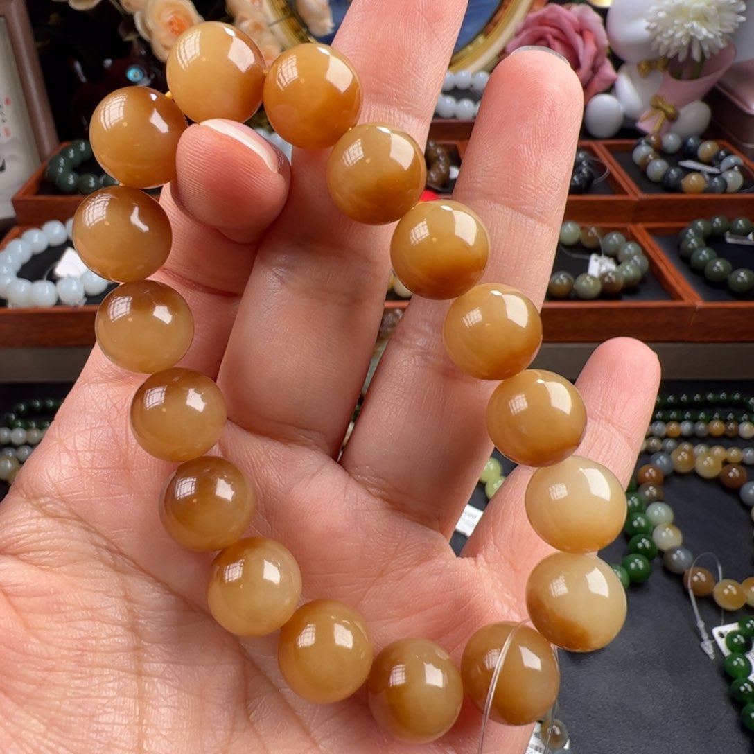 和田玉手链未镶嵌糖中糖聚宝盆特色孤品