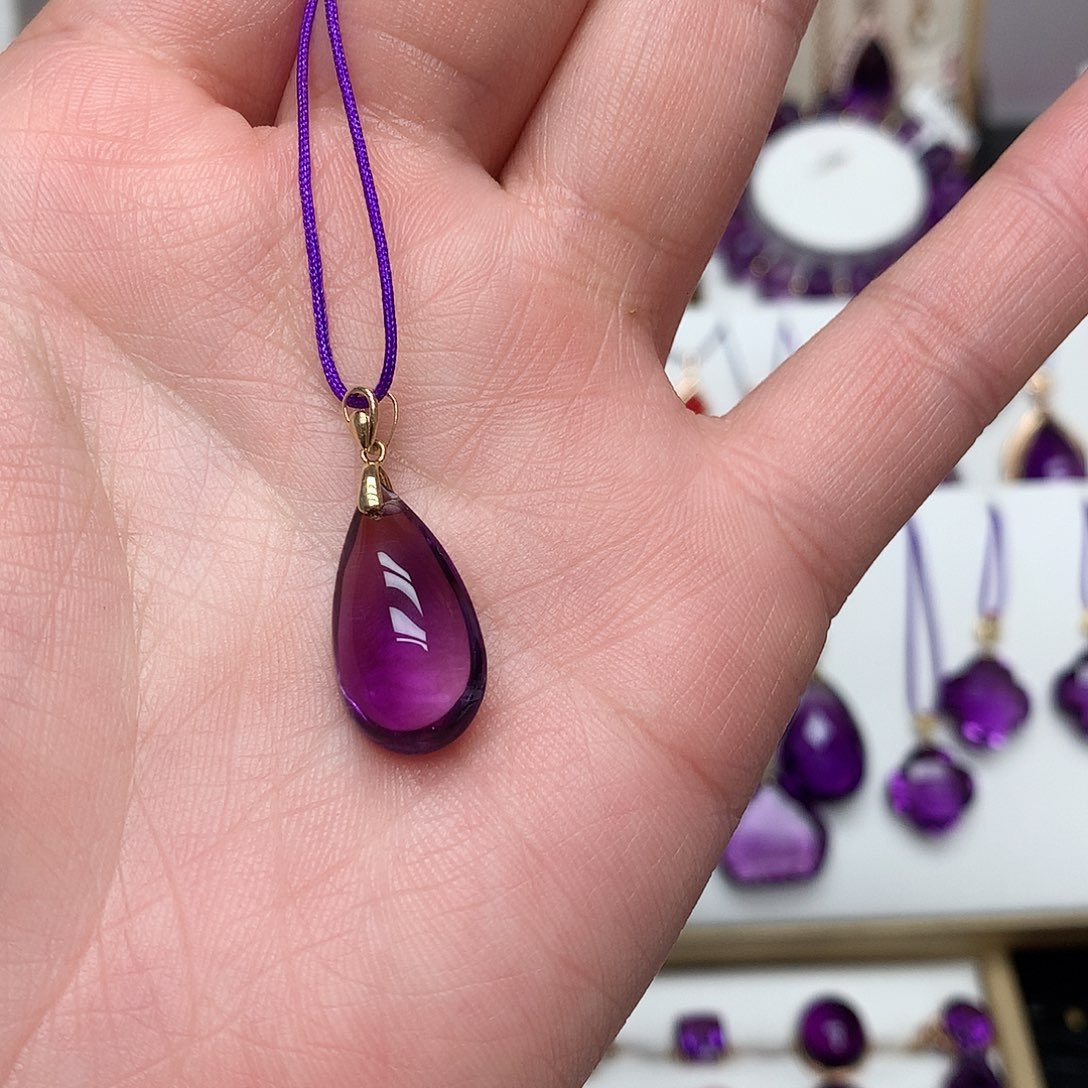 紫晶吊坠(赠链)18K金镶嵌