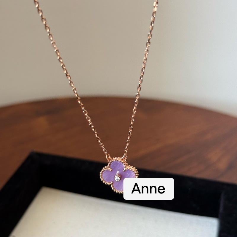 铜合金项链 紫色四叶草轻奢单锆百搭项链【X625】