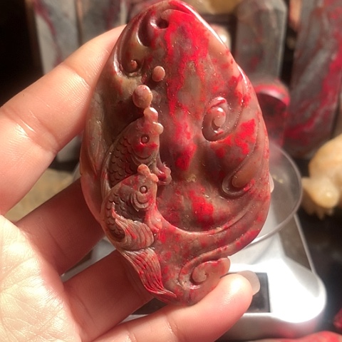 昌化石昌化鸡血石挂件