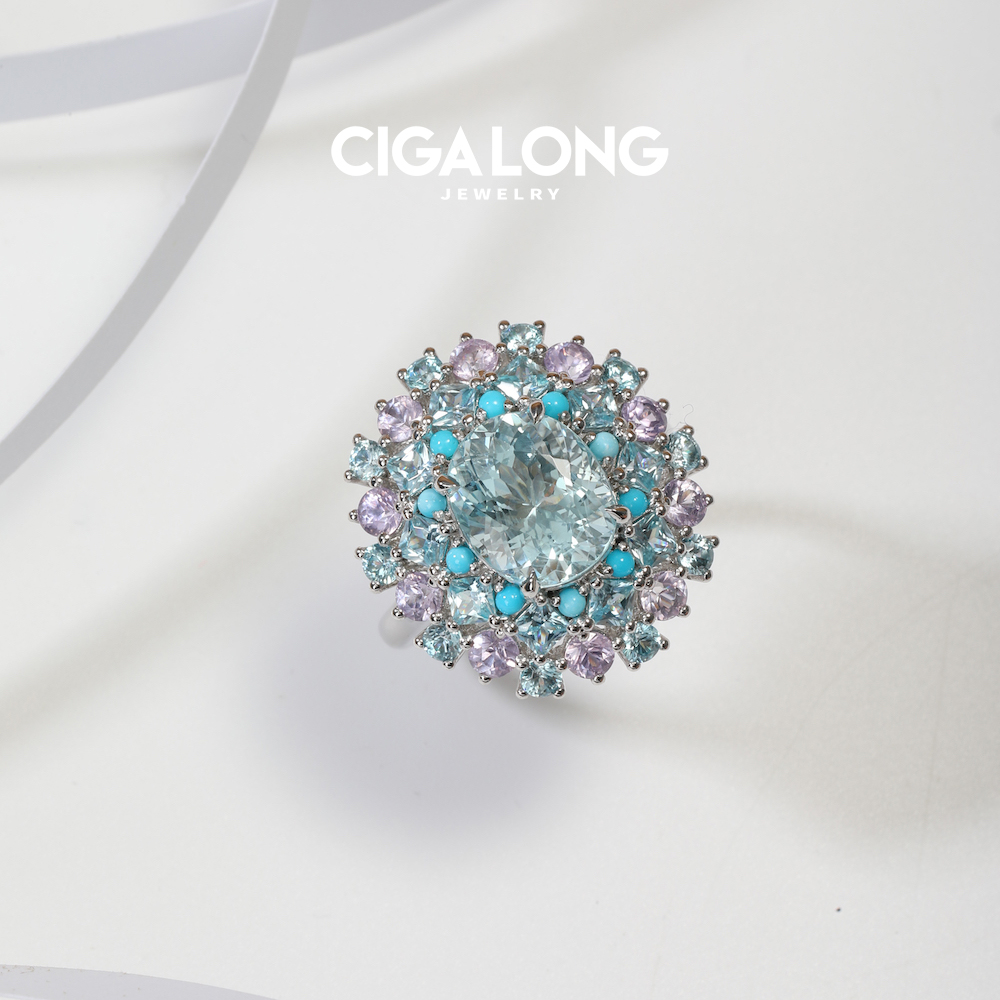 CIGALONGCIGALONG PT950海蓝宝戒指3143