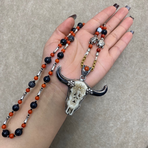 吊坠925银 国外原创设计925银复古吊坠美式复古风印第安部落风格