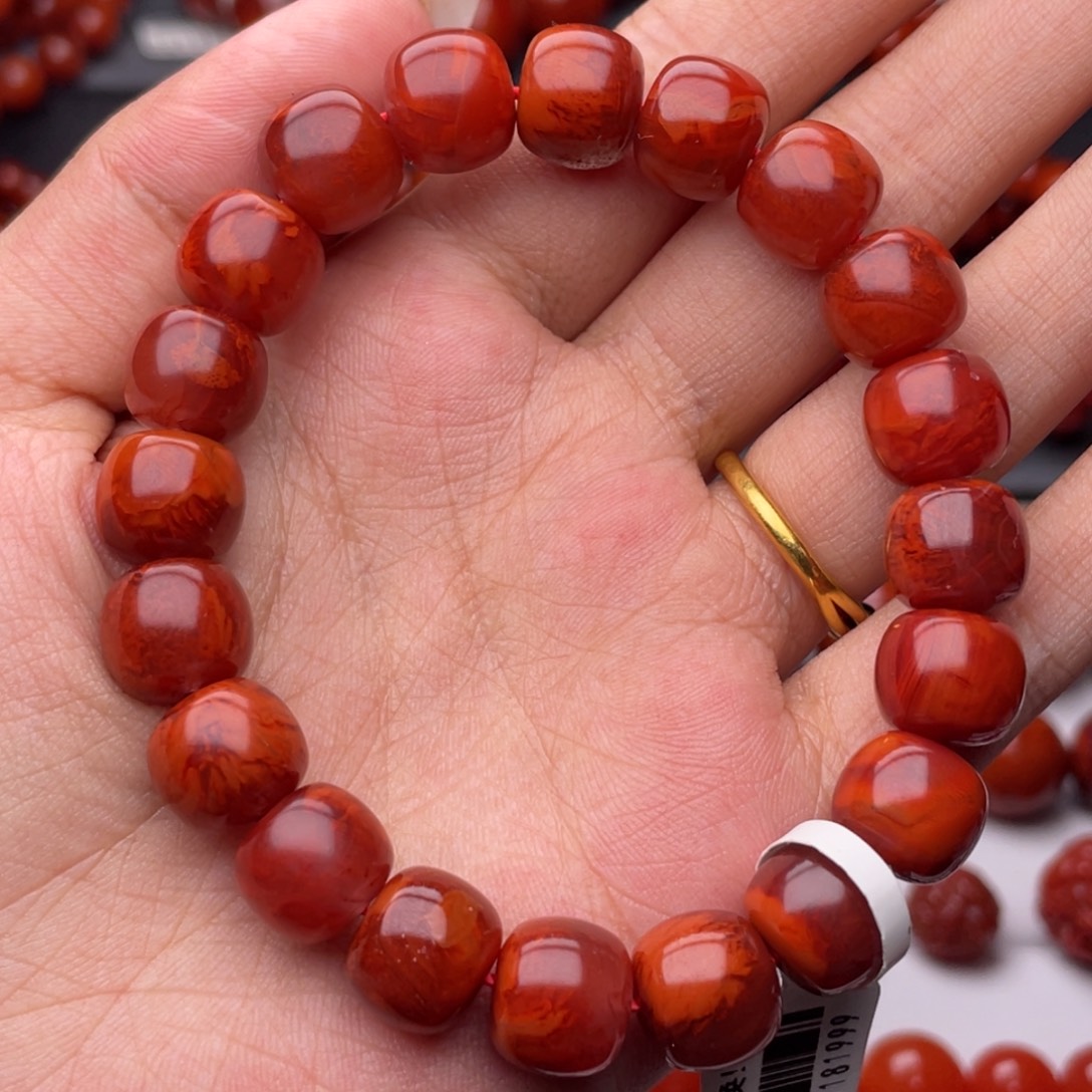 南红玛瑙未镶嵌手链Y11mm收藏妖孽牛血火焰老型手串