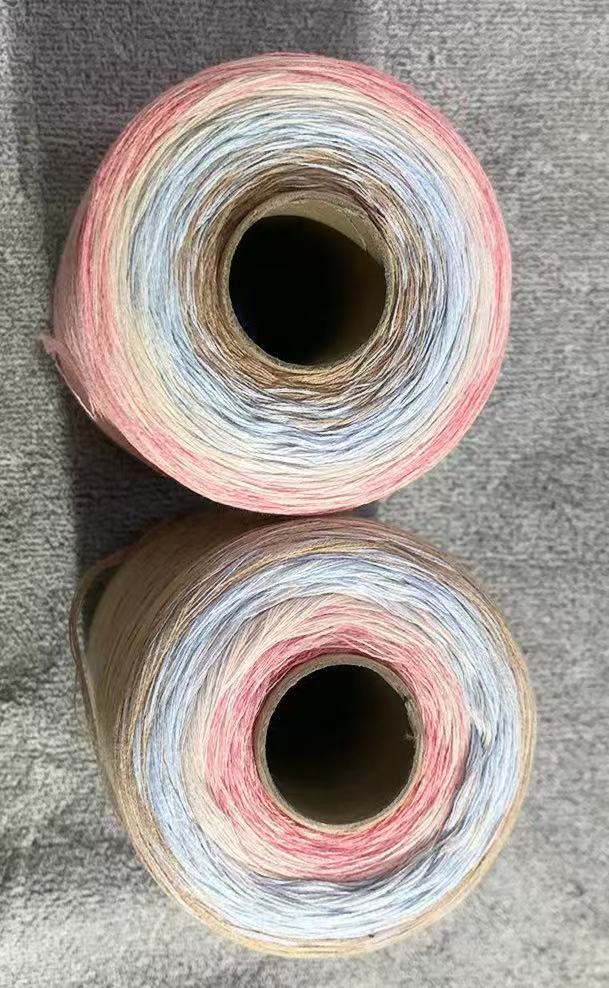 纯棉八股渐变色蛋糕线 手工编织毛线500g