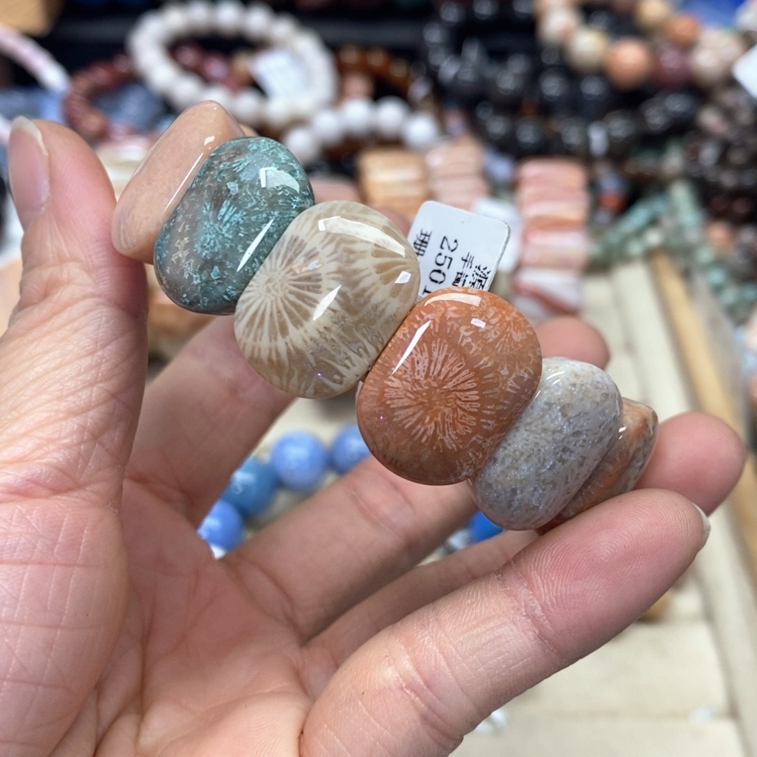 硅化珊瑚（珊瑚玉）手链未镶嵌我***肉277