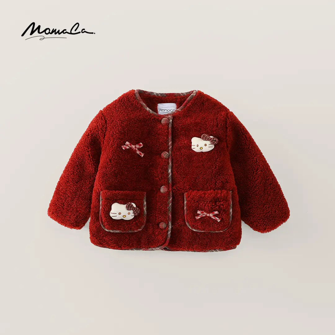 MOMOCO年服冬季女童韩系毛毛外套夹棉保暖毛毛上衣77820123003