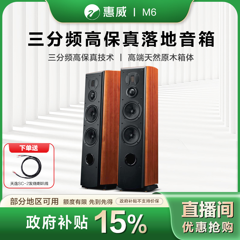 HIVI/惠威【地方补贴】M6F家庭影院音响 2.0声道HiFi 高保真落地箱 