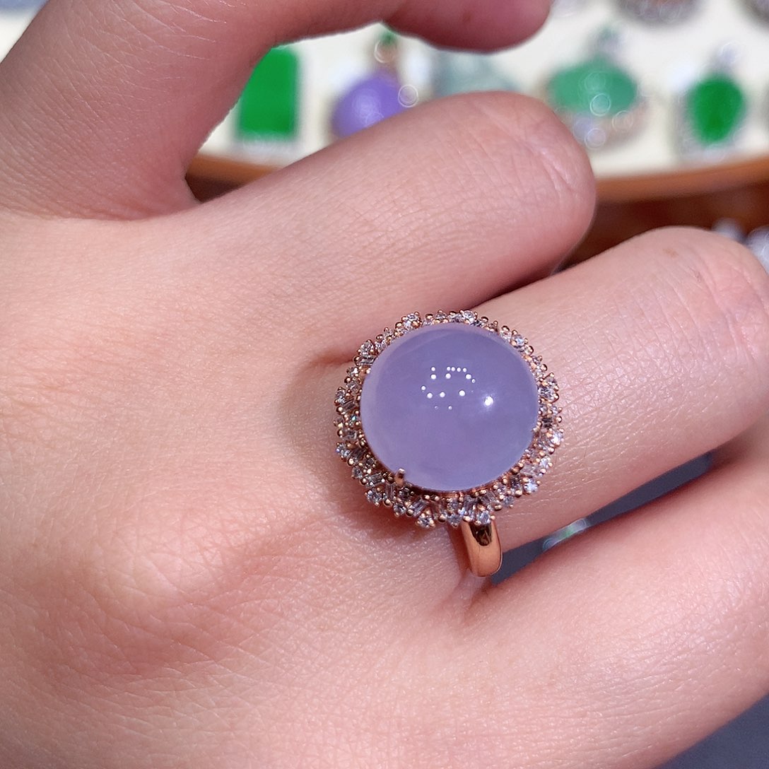 翡翠吊坠(不含链)18K金镶嵌