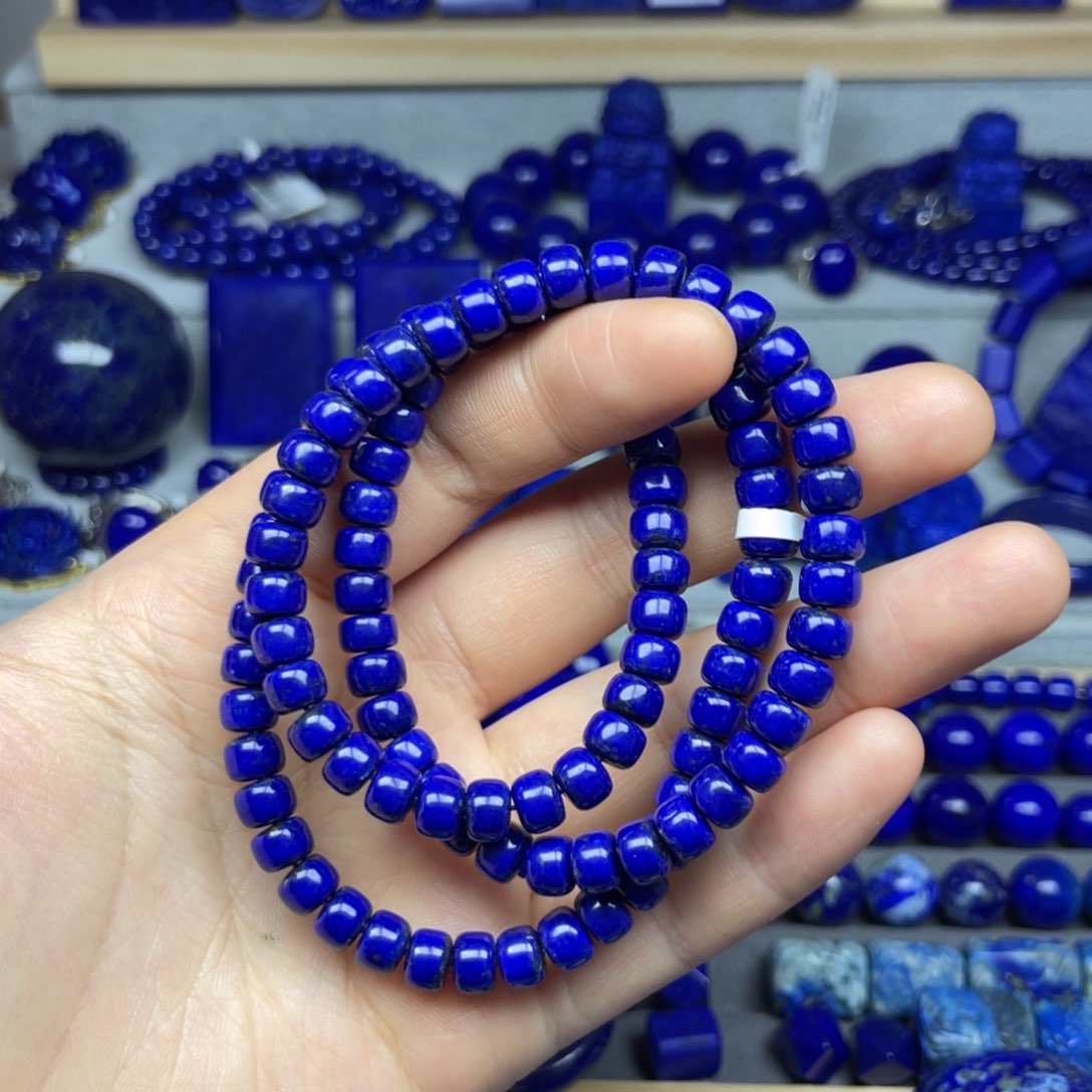 青金石108老型手串6+未镶嵌薄***力