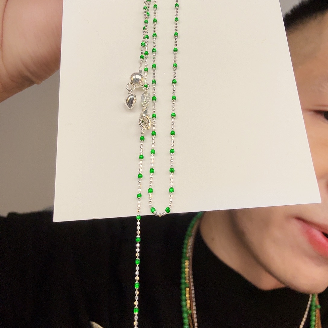 翡翠银S925镶嵌颈饰一件