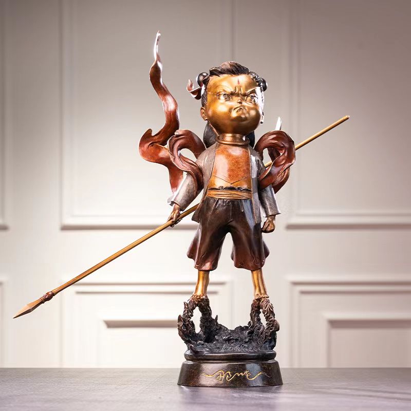 观余艺术纯青铜雕塑中式创意家居饰品摆件《哪吒》