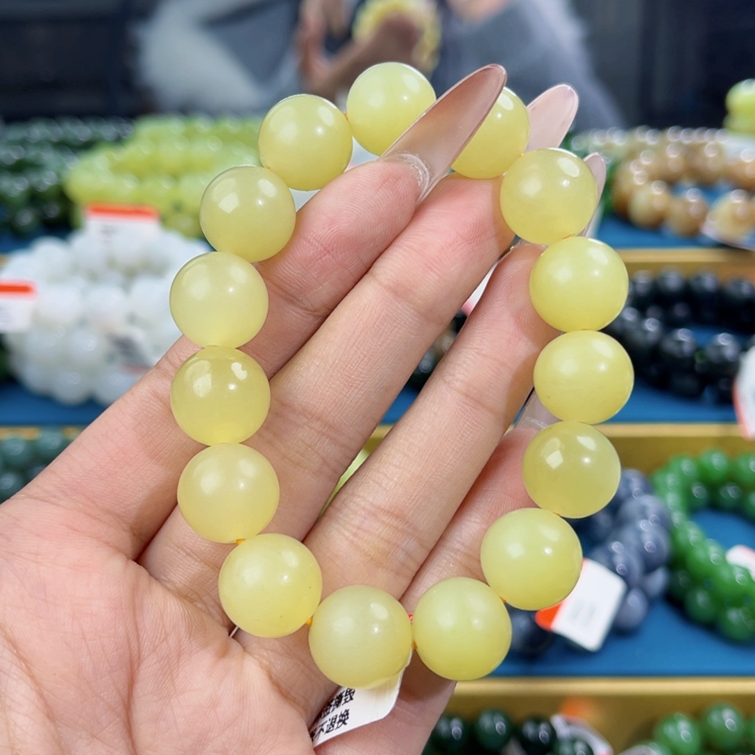 和田玉未镶嵌手链天然和田玉新疆若羌黄口手串14