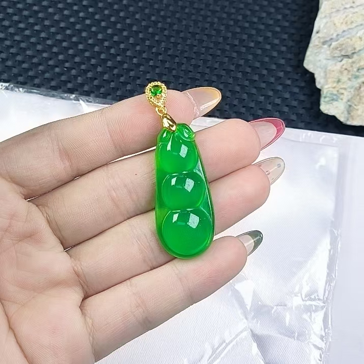 （聚宝严选））D0180绿四季豆福豆吊坠妈妈款精致精美百搭时尚