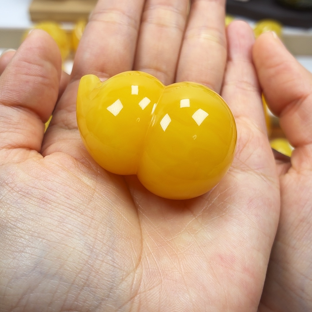 蜜蜡未镶嵌颈饰焦皮满蜡妖花葫芦