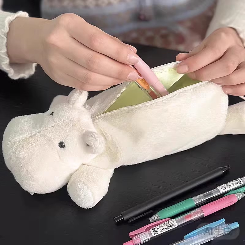 【河马动物】可爱卡通高颜值少女心笔袋小初高中学生文具笔盒收纳袋