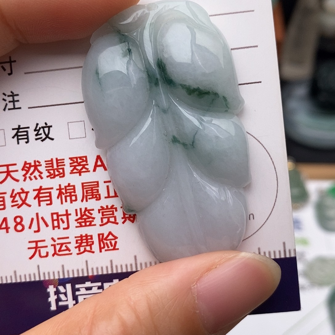 翡翠未镶嵌颈饰叶子