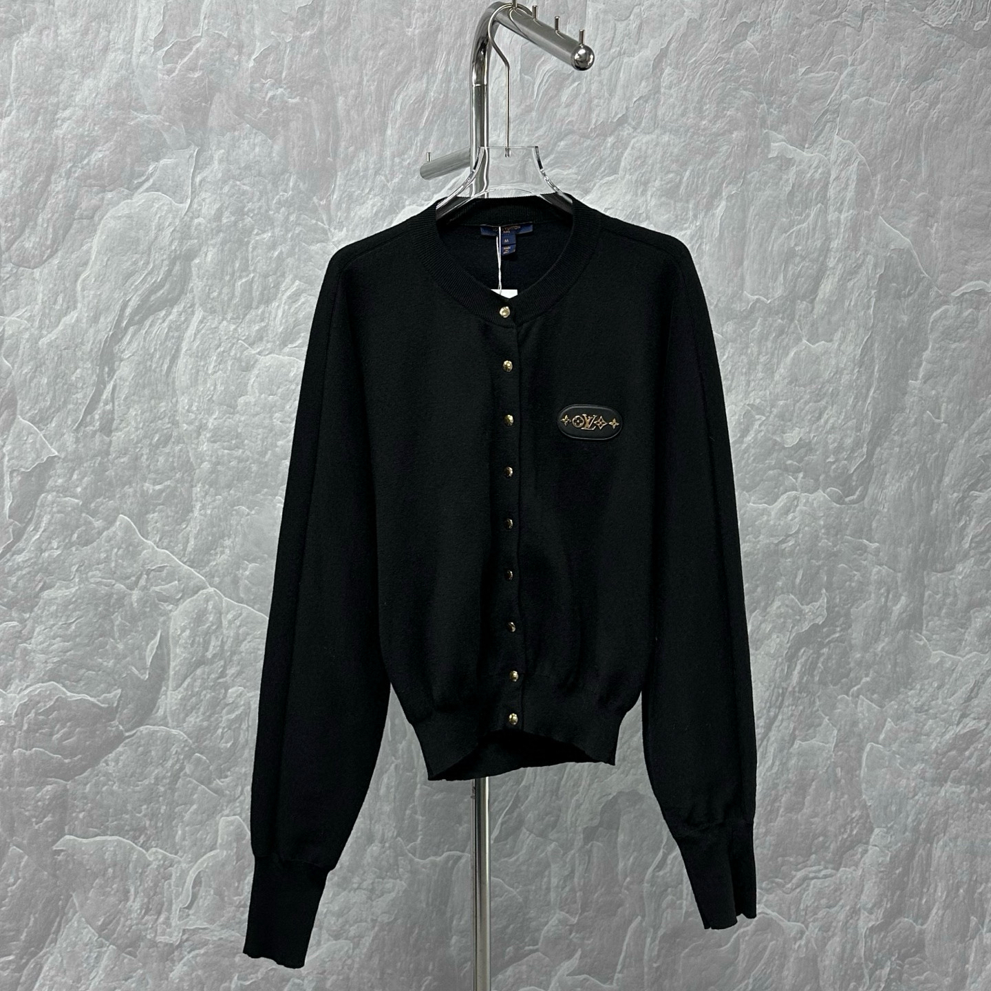 未使用 LouisVuitton/路易威登 皮牌logo针织开衫外套 M码D16238