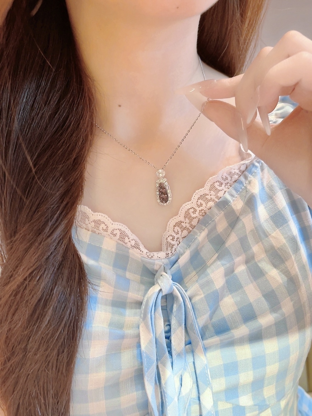 链子925银锆石 女原创设计轻奢小众白色欧若假日风欧若智性风时尚