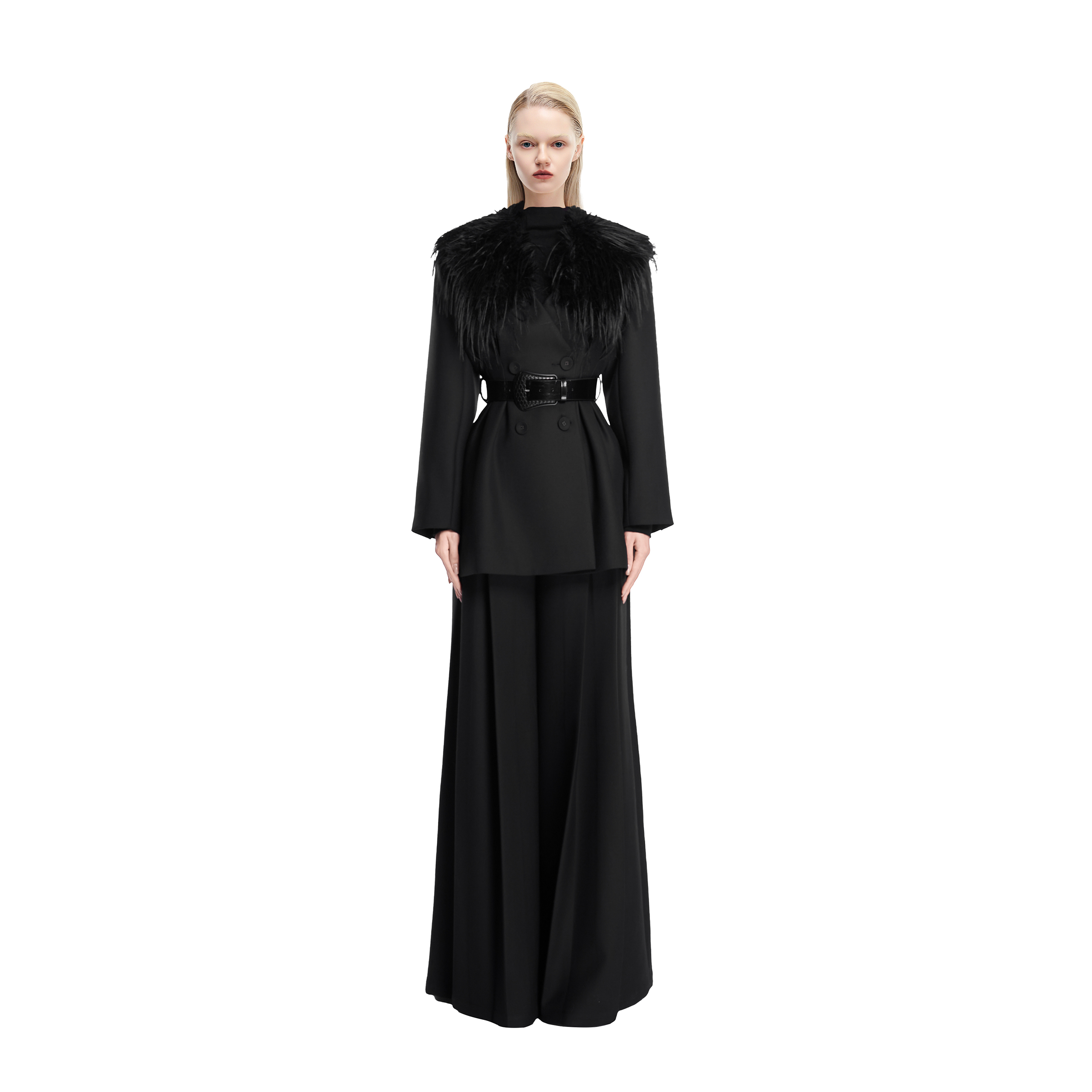 KUNSWEAR/琨丝薇尔25WI 优雅显瘦毛毛收腰保暖西装外套 838002041