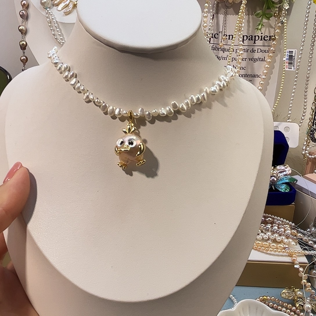 淡水珍珠银S925镶嵌颈饰