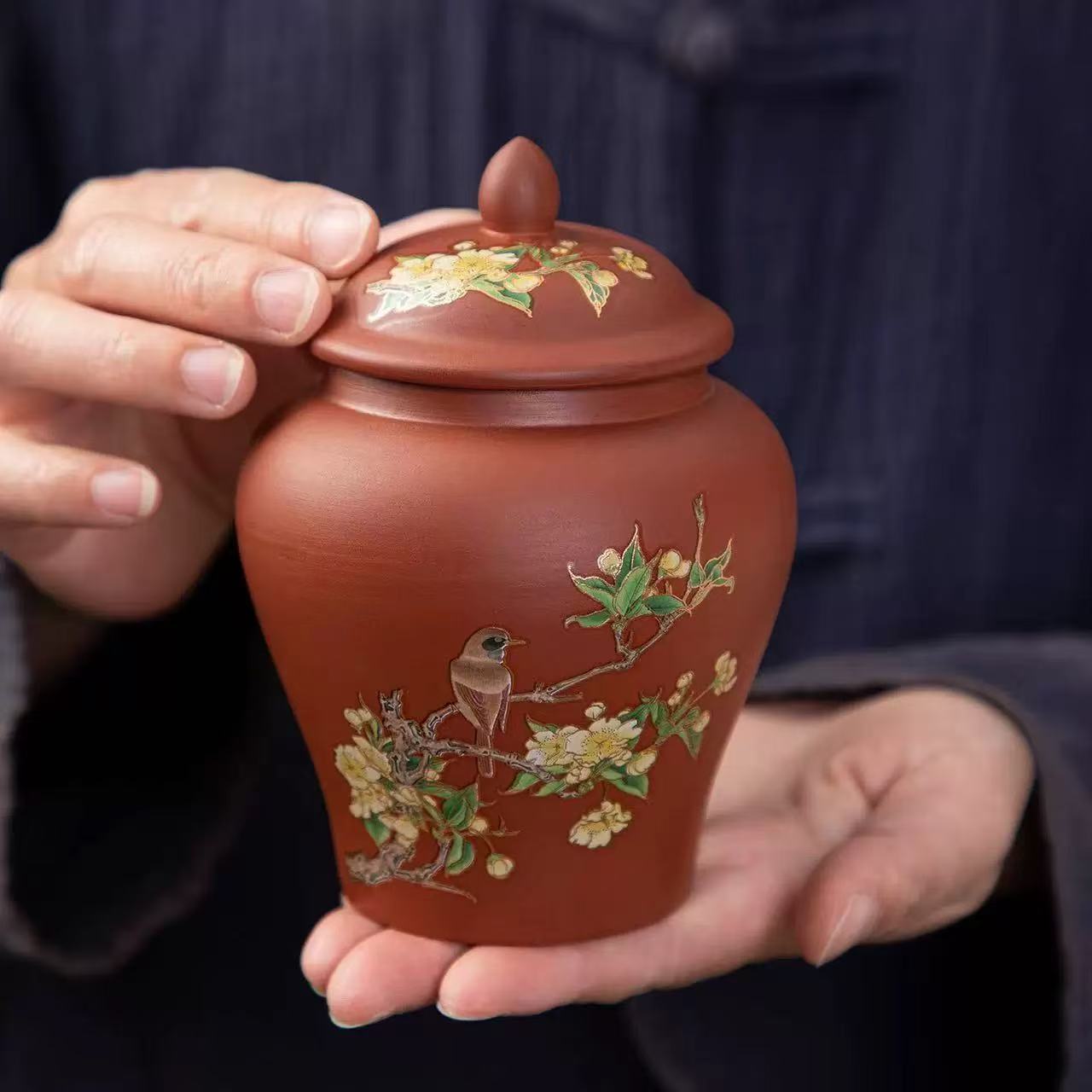 秋香茶具 喜上眉梢茶叶罐密封罐储物罐-6159-2408