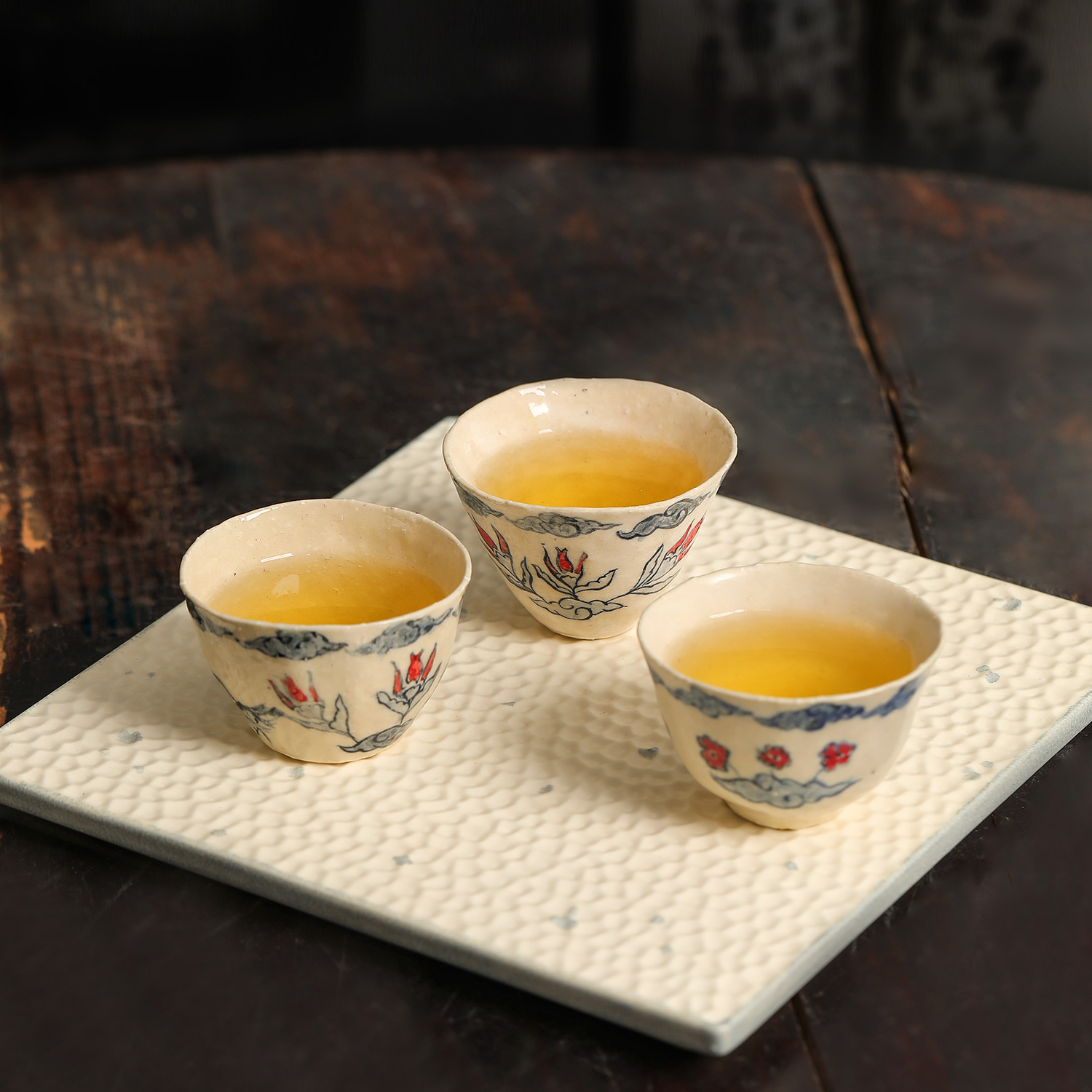 功夫茶杯陶瓷主人杯单杯景德镇手捏小品茗杯釉下青花五彩手绘茶具