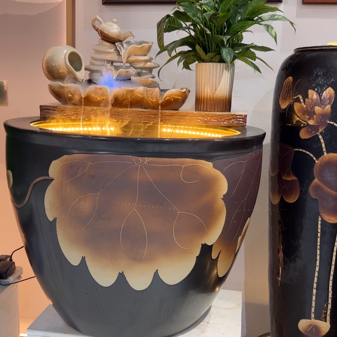 有机玻璃景德镇陶瓷流水摆件