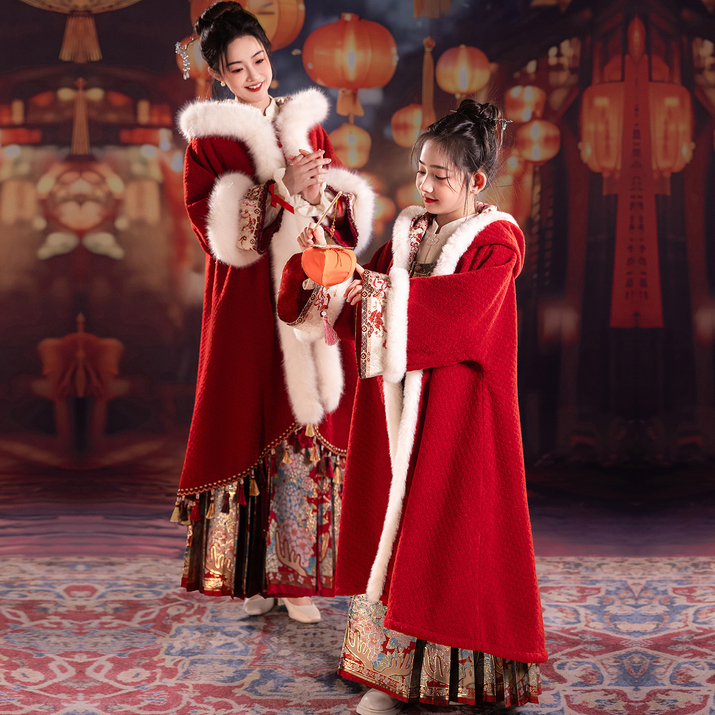 【忆江南】新中式明制汉服国风冬款2025新款套装拜年服亲子装-8