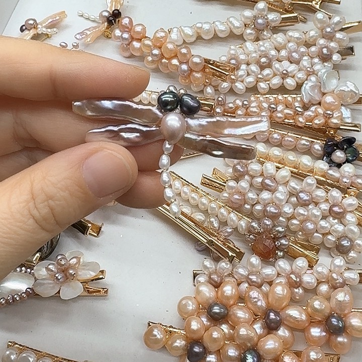 淡水珍珠发饰银S925镶嵌用****3