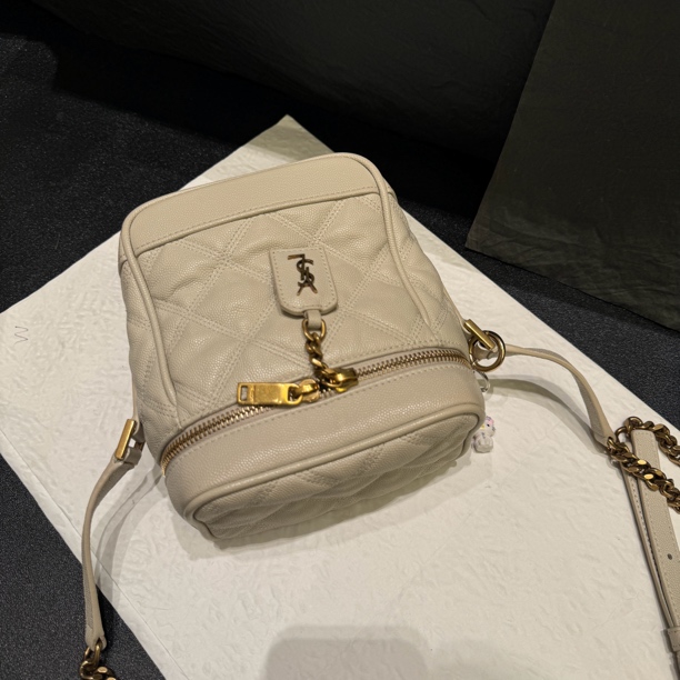 95新 YSL/圣罗兰 【小考拉】圣罗兰 灰白色鱼子酱盒子斜挎包
