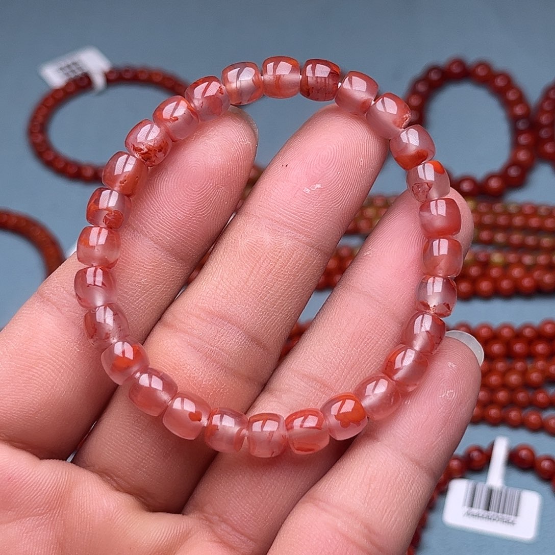 南红玛瑙未镶嵌手链直切卡7