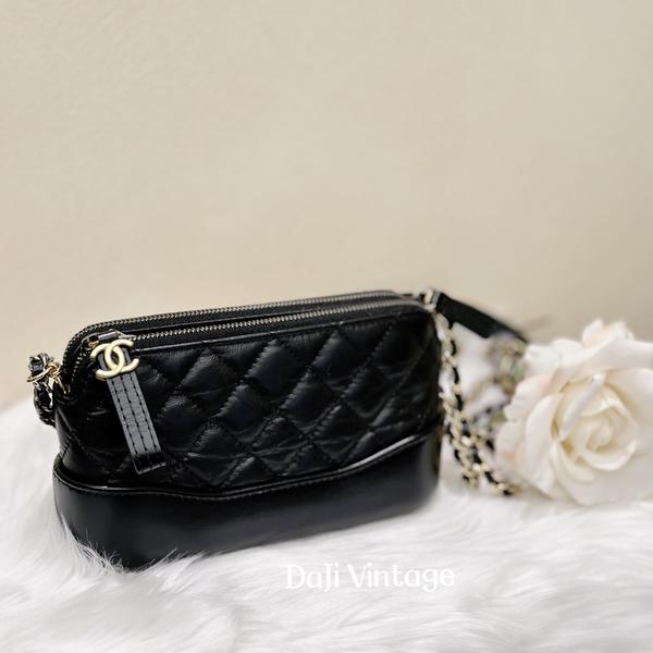 大吉中古/Chanel香奈儿黑金mini流浪斜挎包