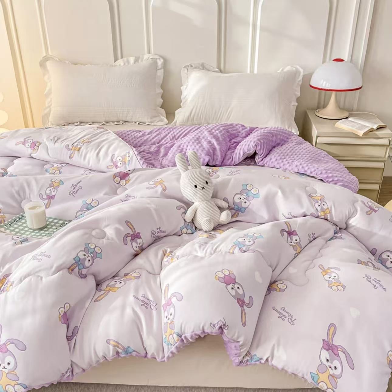 保暖秋冬季小兔子豆豆牛奶绒被亲肤柔软盖被双人大尺寸1.5x2米