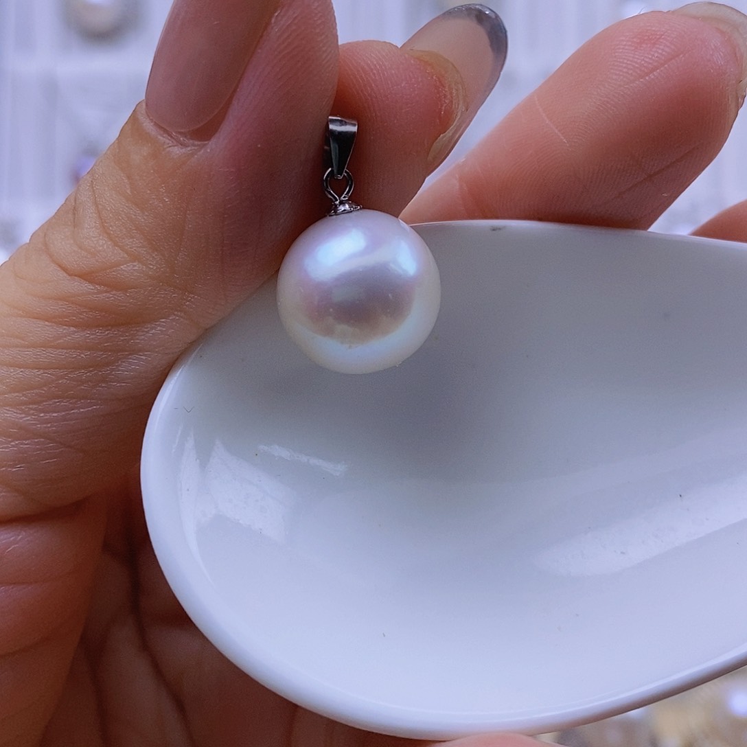 淡水珍珠银S925镶嵌吊坠(赠链)