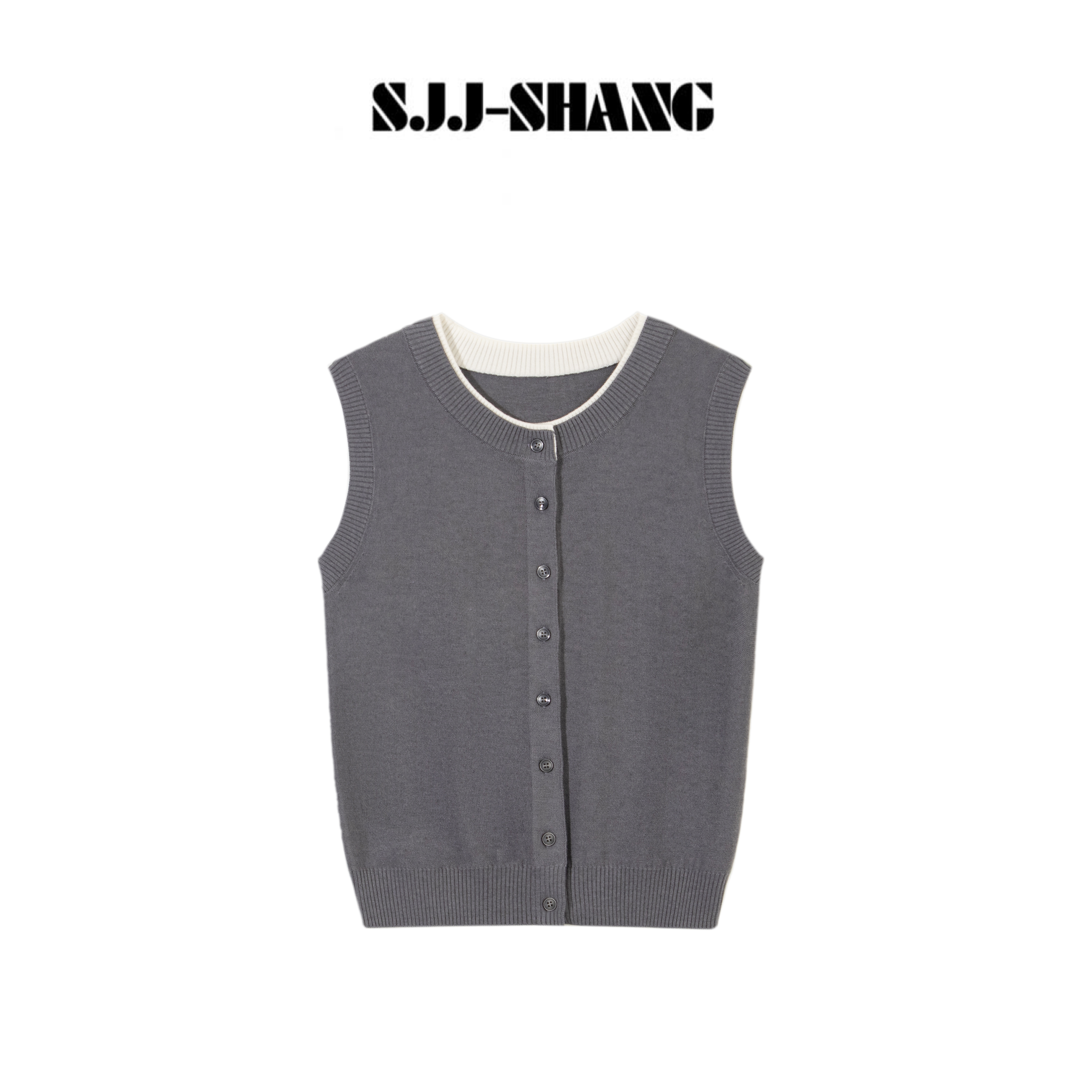 SJJ-SHANG【撞色马甲】25ss新品棉羊毛+桑蚕丝舒适气质上衣q134697p